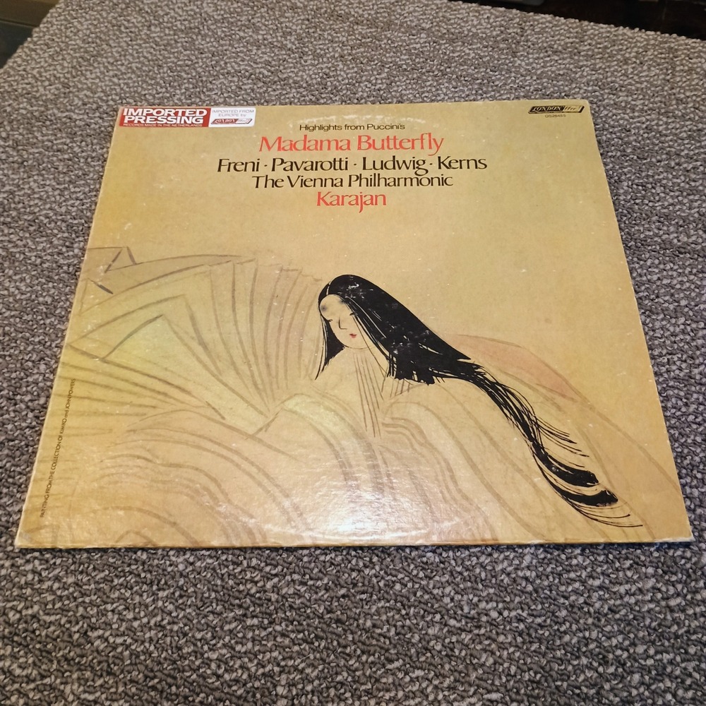 Madama Butterfly Highlights Pavarotti Freni Karajan London fffr Vinyl LP OS